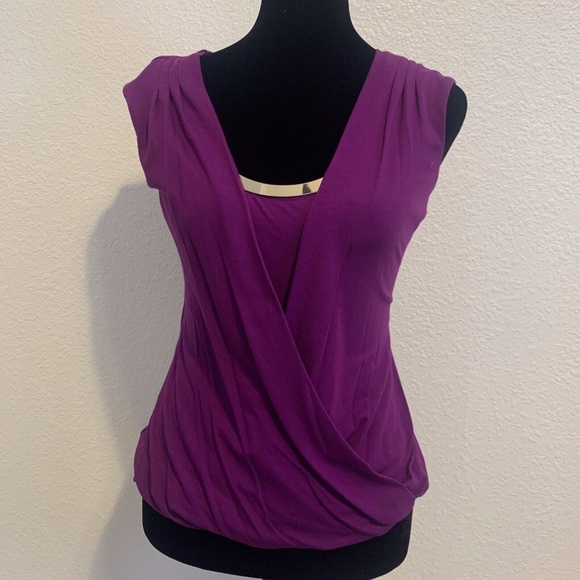 White House Black Market Tops - White House Black Market Purple Draped Waist Tank Top Women's Size XXS